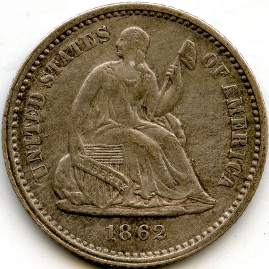 Raw-Civil-War-1862-Half-Dime