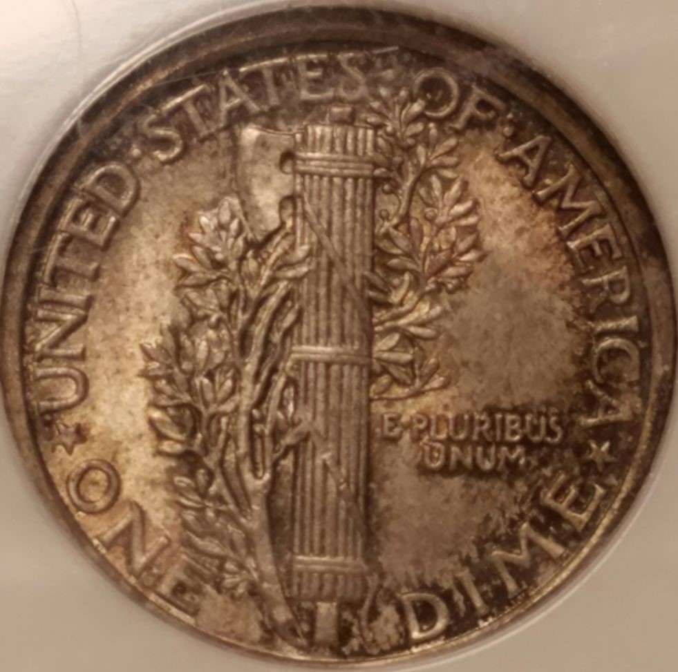 1916-Toned-Mercury-Dime