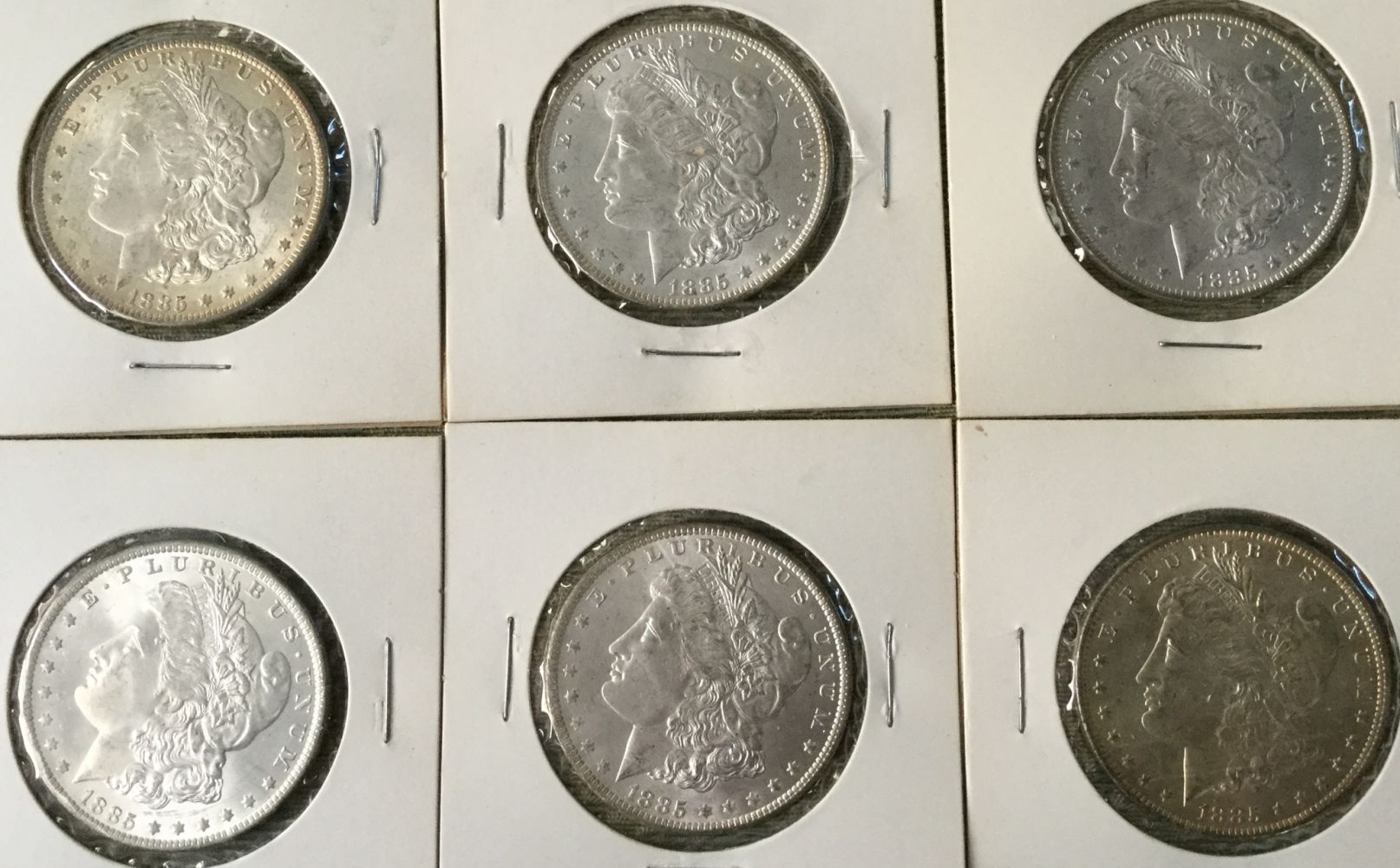 1885-O-Morgan-Silver-Dollar-Half-Roll---First-6-Coins