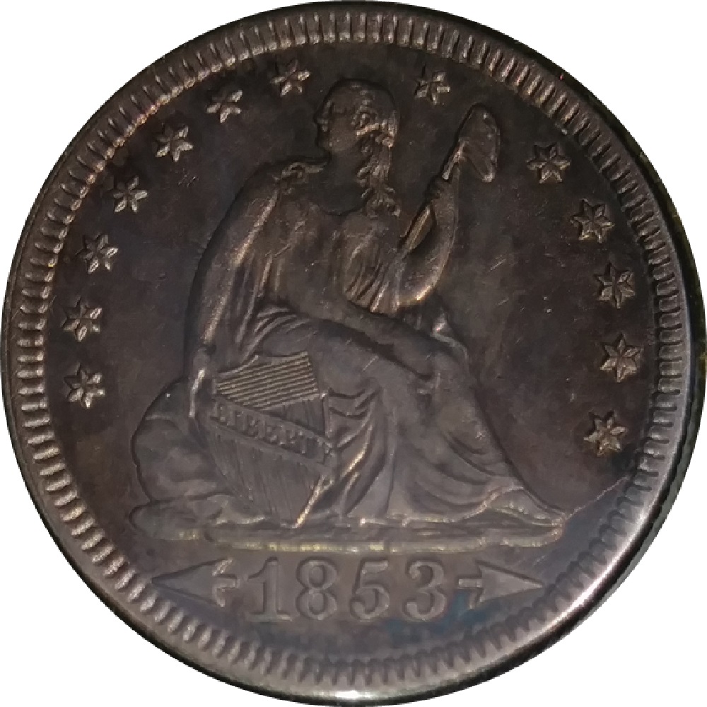 1853-Liberty-Seated-Quarter---Arrows-And-Rays