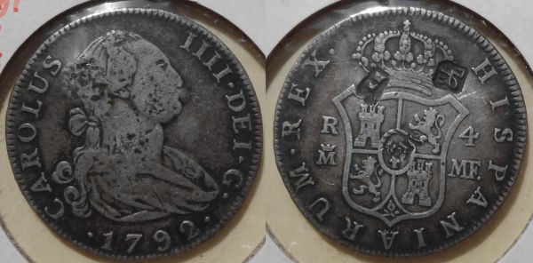 1792-Spain-2-Reales-With-3-Counterstamps