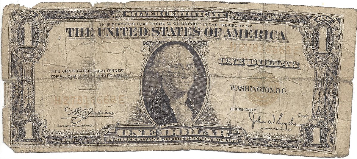1935c-$1-Silver-Cert--Yellow-Seal-Yellow-Sns---Gold-Back