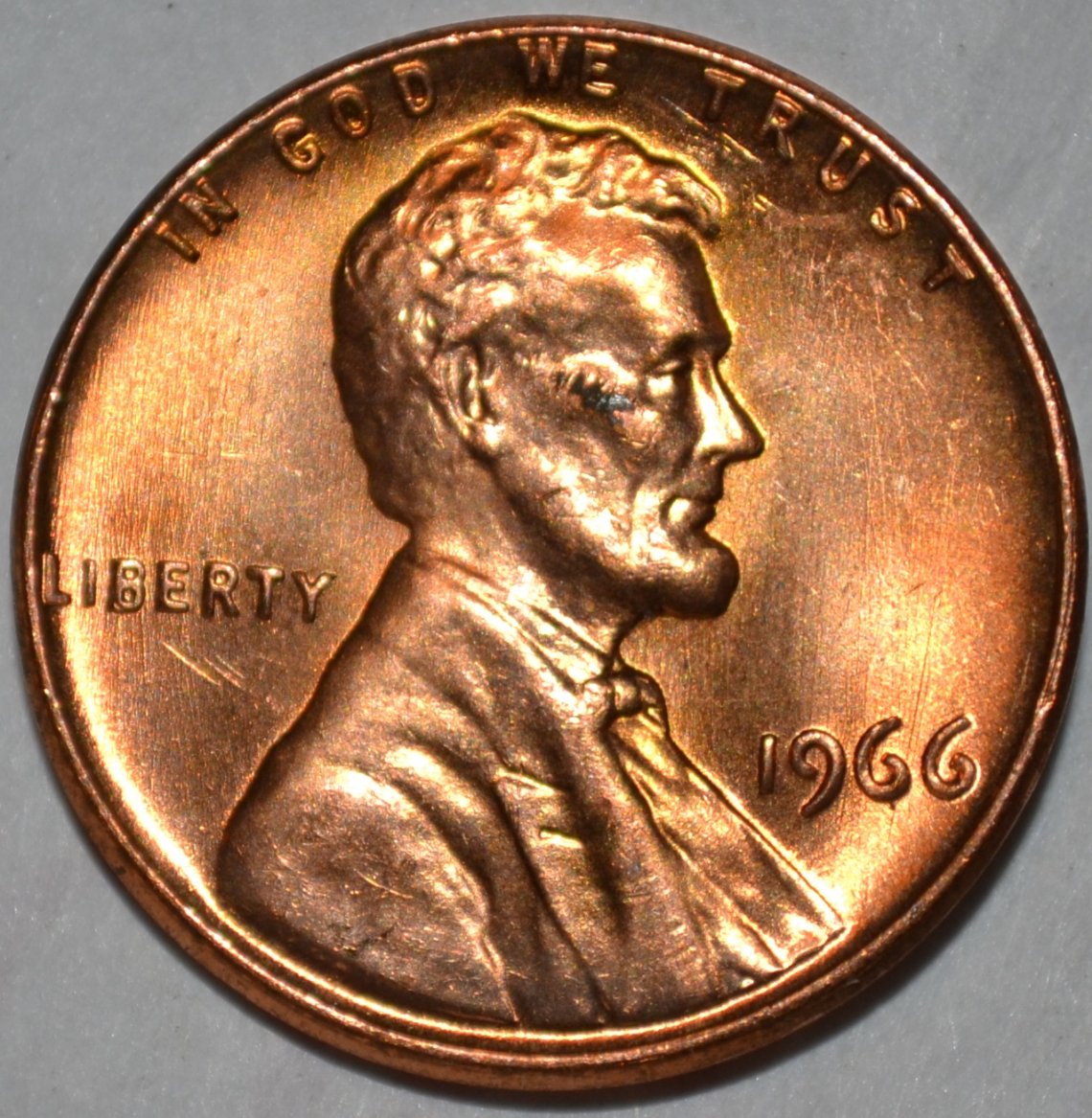 1966-Lincoln-Cent-Shiny-With-Blemish