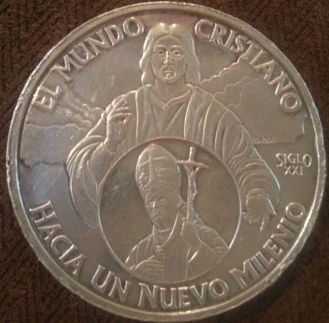 Catholic-Coin/Medal-W/-Christ,-Pope-And-Lady-Of-Guadalupe