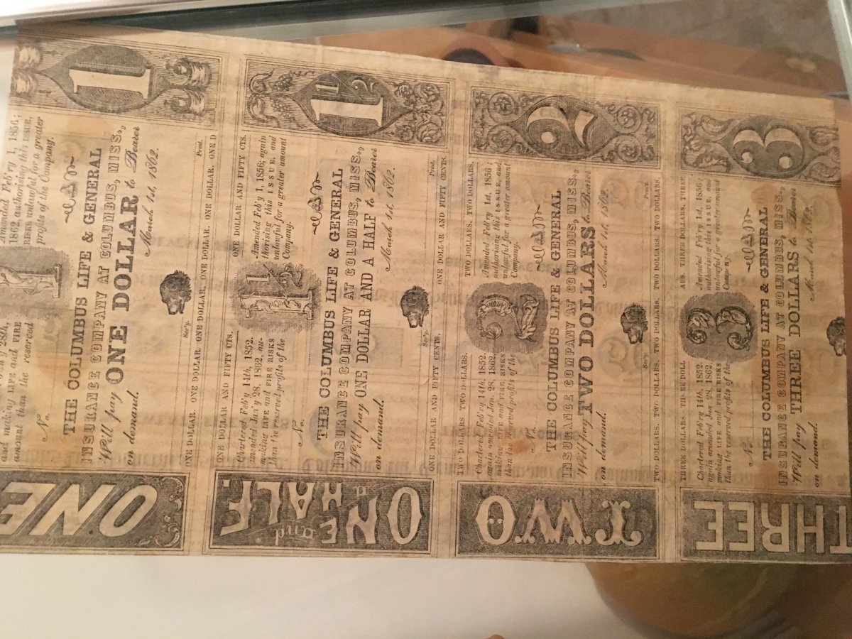 Uncut-Confederate-Notes-Printed-On-Back-Of-Bank-Drafts-Page.