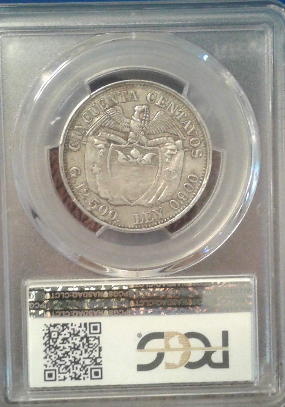 PCGS-1-St-Graded-1932-50-Cent-Colombia-Centravos-Round-Top-3-DDR-Variety.