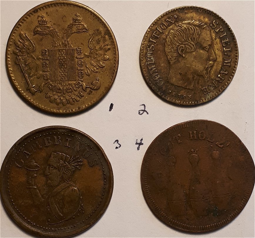 4-Spiel-Markes.-Information-On-Catalogues-Or-Year-Of-Issue-Appreciated