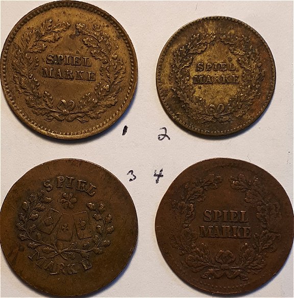 4-Spiel-Markes.-Information-On-Catalogues-Or-Year-Of-Issue-Appreciated