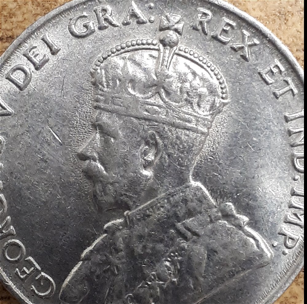 Canada--1923-5-Cent-With-Worn-Die,-For-Grading