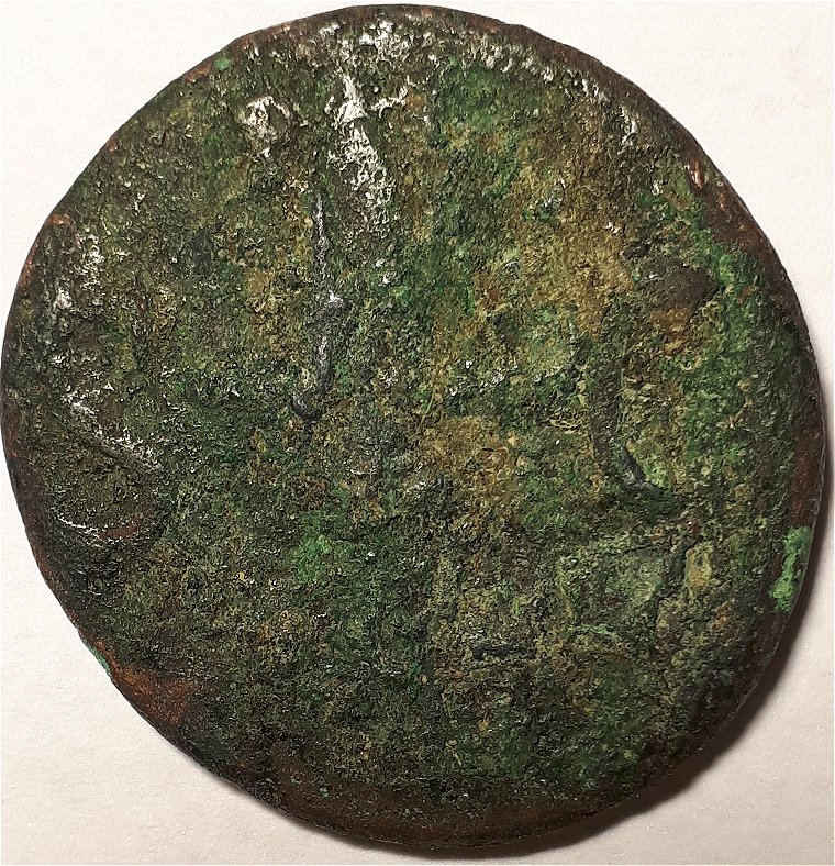 Ancient-Roman,-Poor-Shape,-Some-Of-The-Inscription-Visible:-Id-Ric-Tiberius-83
