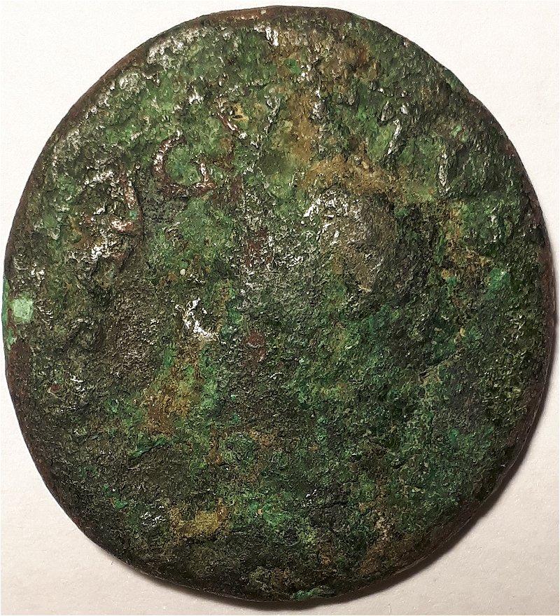 Ancient-Roman,-Poor-Shape,-Some-Of-The-Inscription-Visible:-Id-Ric-Tiberius-83