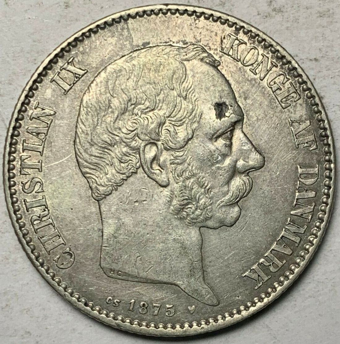 Denmark-1875-2-Kroner---Opinions-On-OBV-Damage-Sought