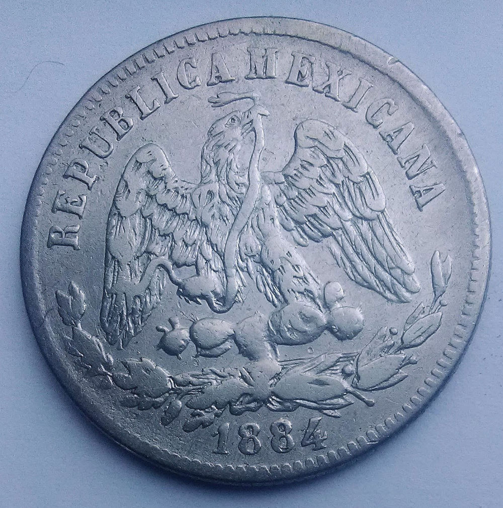Mexico-1884-25-Centavos---Repunched-Characters