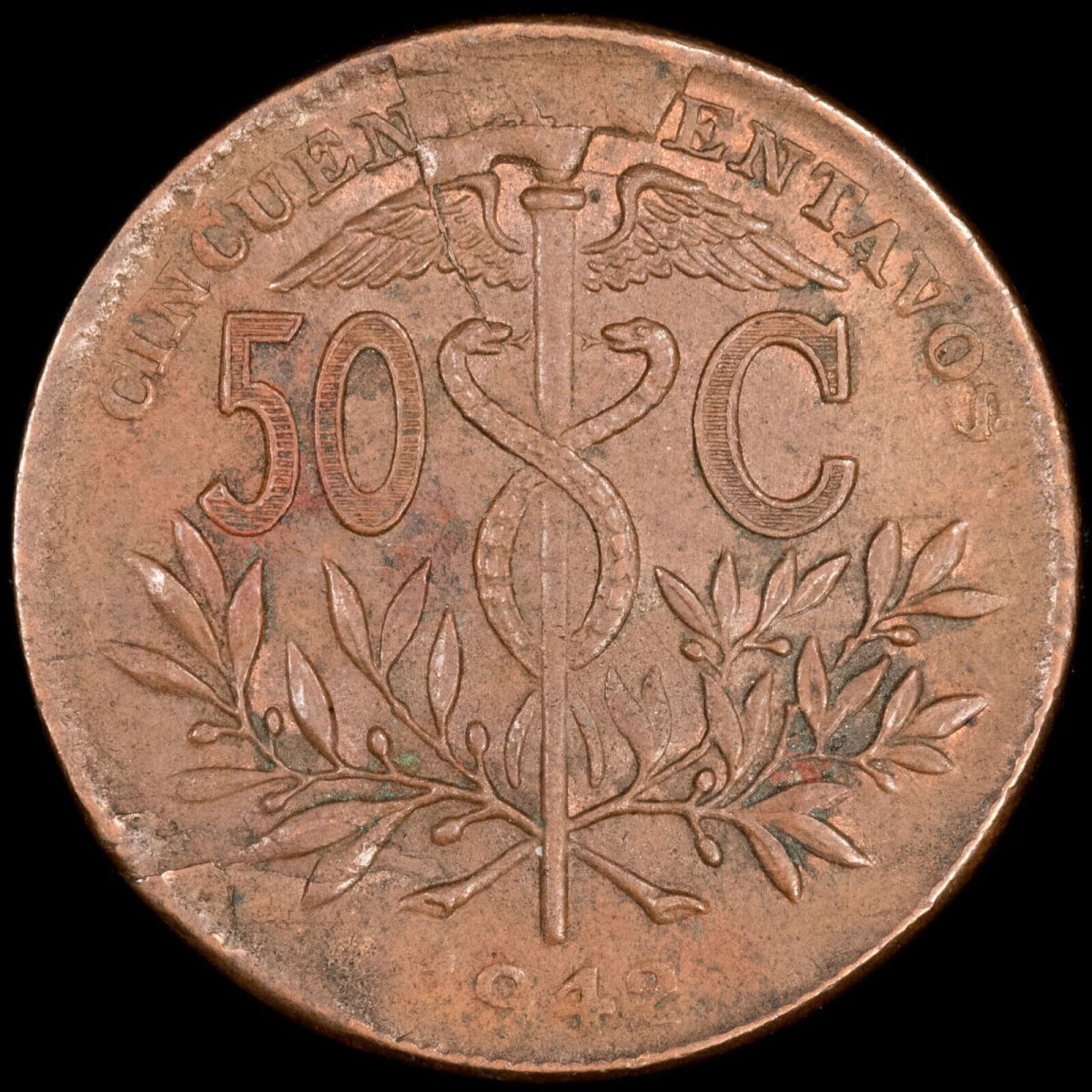 Bolivia-1942-50-Centavos-W/-Issues