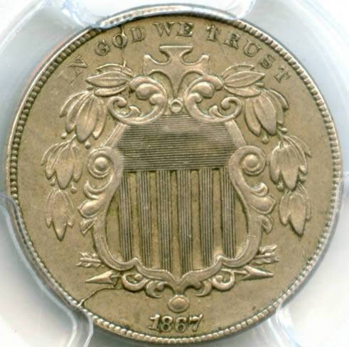 1867-Shield-Nickel-5c-No-Rays---Vs.-PCGS