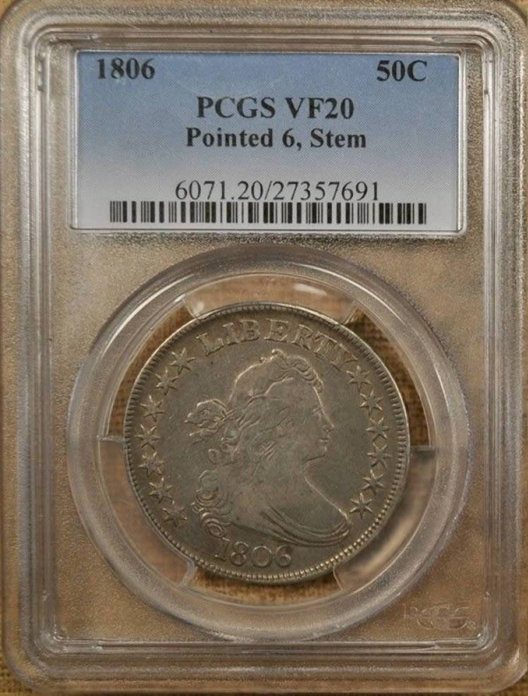 1806-Draped-Bust-Half-Dollar,-Vs.-PCGS-Grade-Added