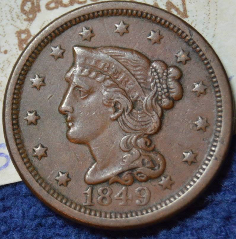 1849-Braided-Large-Cent,-Raw,-You-Grade-It!