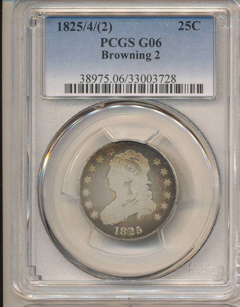 1825/4/2-Capped-Bust-Quarter,-B-2,-Rot.-Rev.-For-Grading