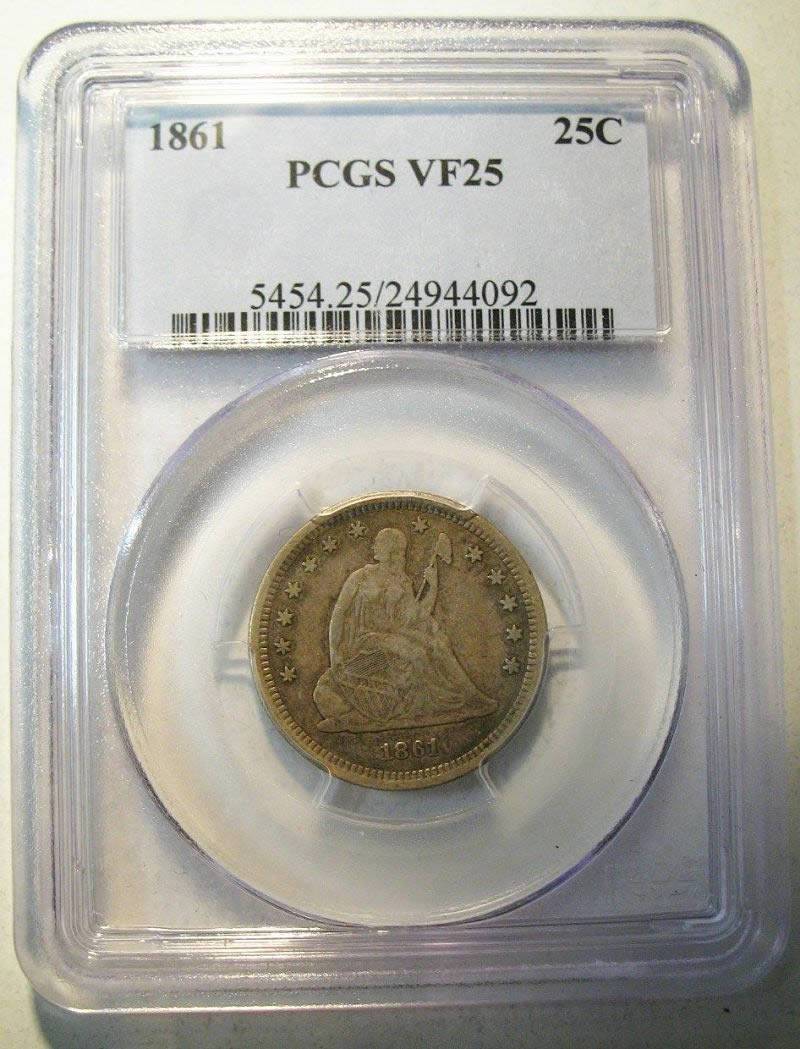 1861-Liberty-Seated-Quarter-For-Grading