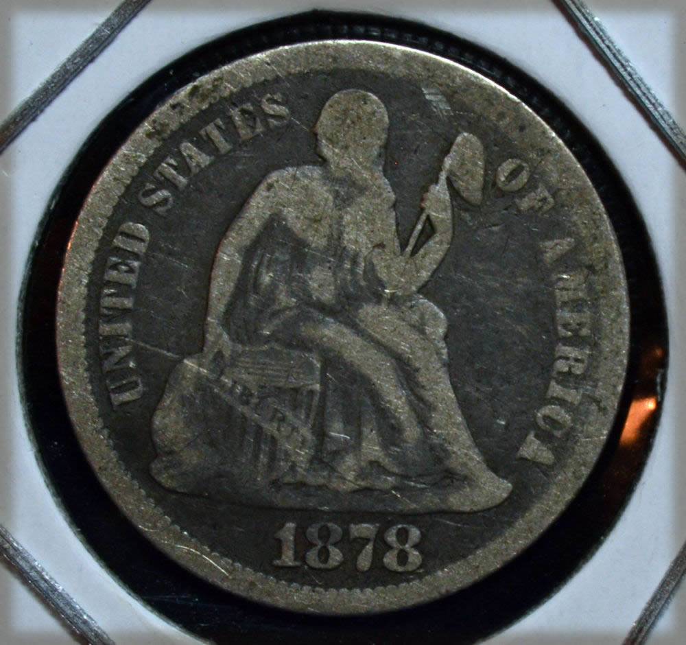 1878-Liberty-Seated-Dime-For-Grading,-Raw