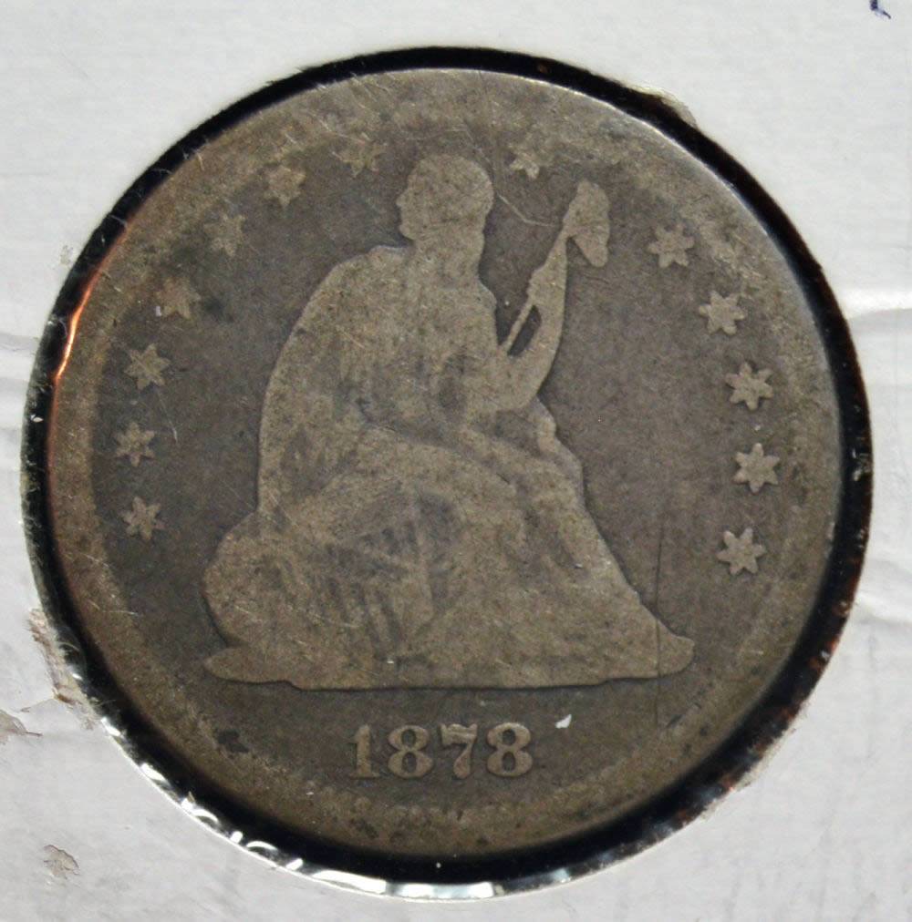 1878-Liberty-Seated-Quarter-For-Grading,-Raw.