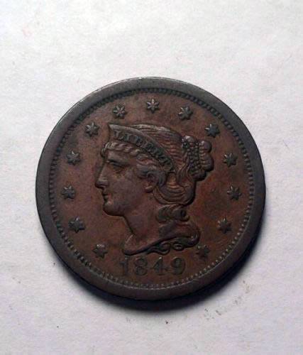 1849-Braided-Hair-Large-Cent-For-Grading.
