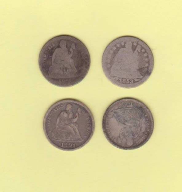 4-Liberty-Seated-Dimes-For-$19-W/Free-Ship?-Okay...