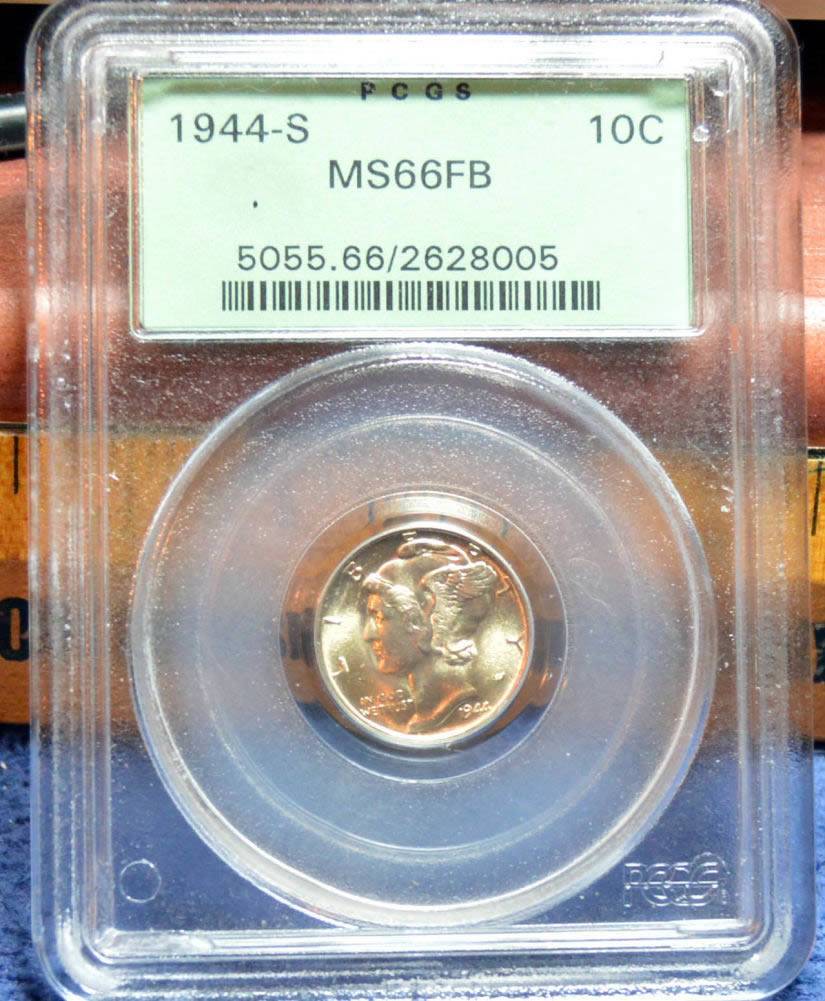 Golden-Toned-1944-S-Mercury-Dime-For-Grading.-Pretty-Coin.