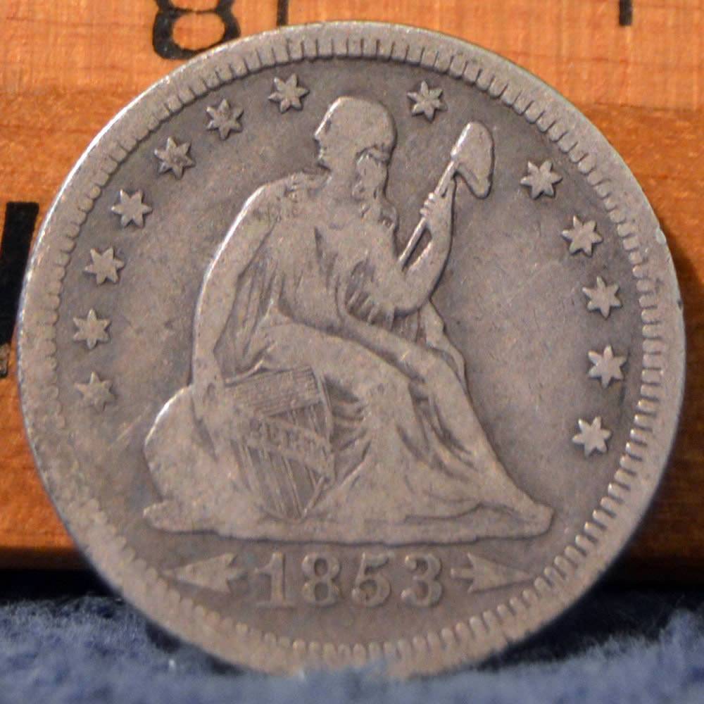 1853-W/Arrows-&-Rays-Liberty-Seated-Quarter-For-Grading