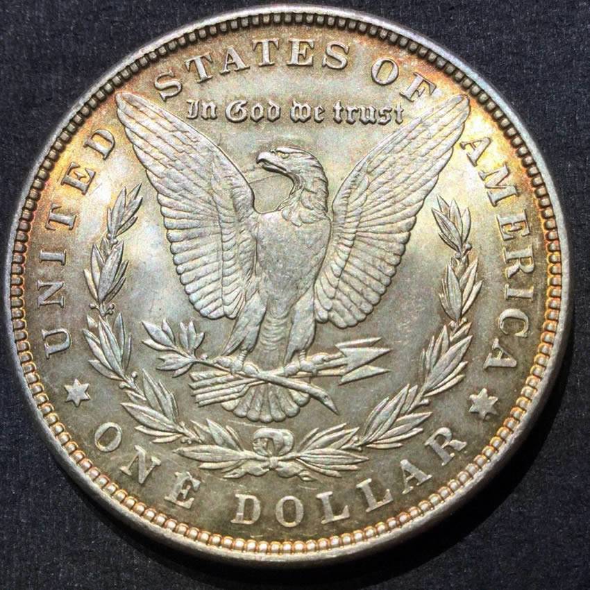 1889-Morgan-Dollar,-Toned,-A-