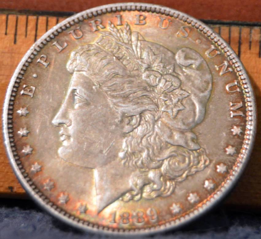 1889-Morgan-Dollar,-Toned,-A-
