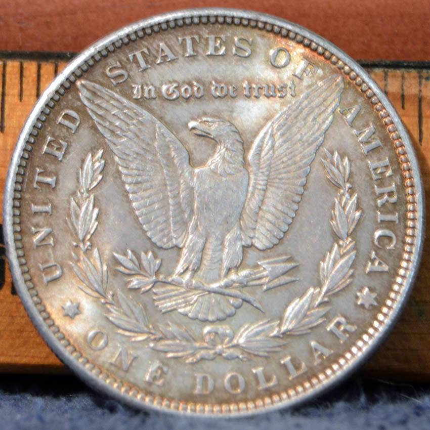 1889-Morgan-Dollar,-Toned,-A-