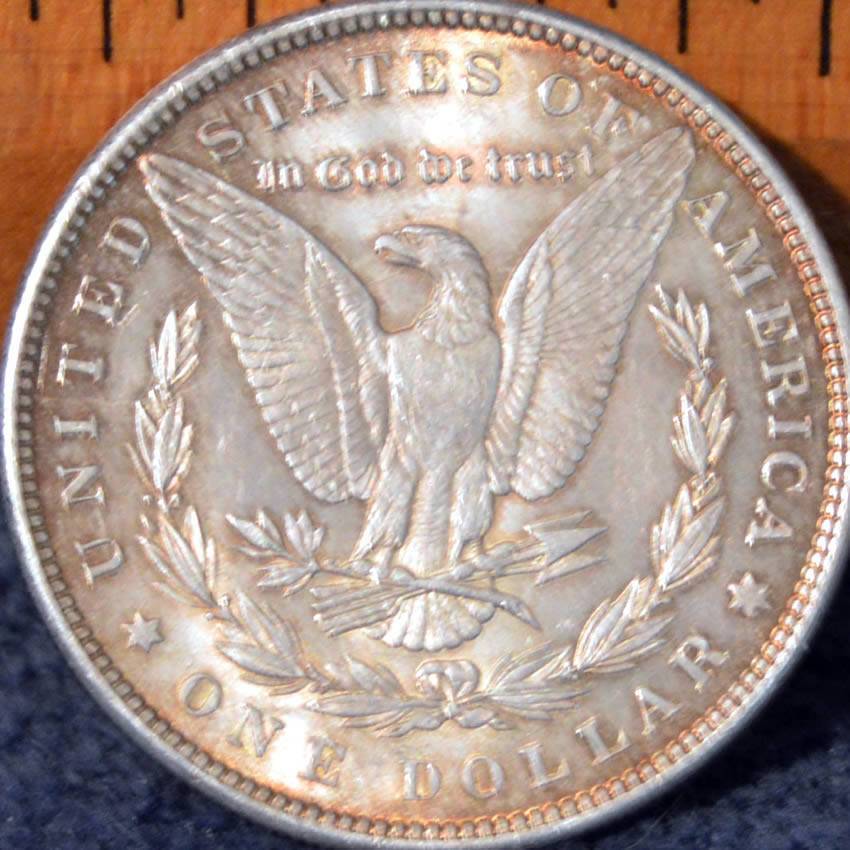 1889-Morgan-Dollar,-Toned,-A-