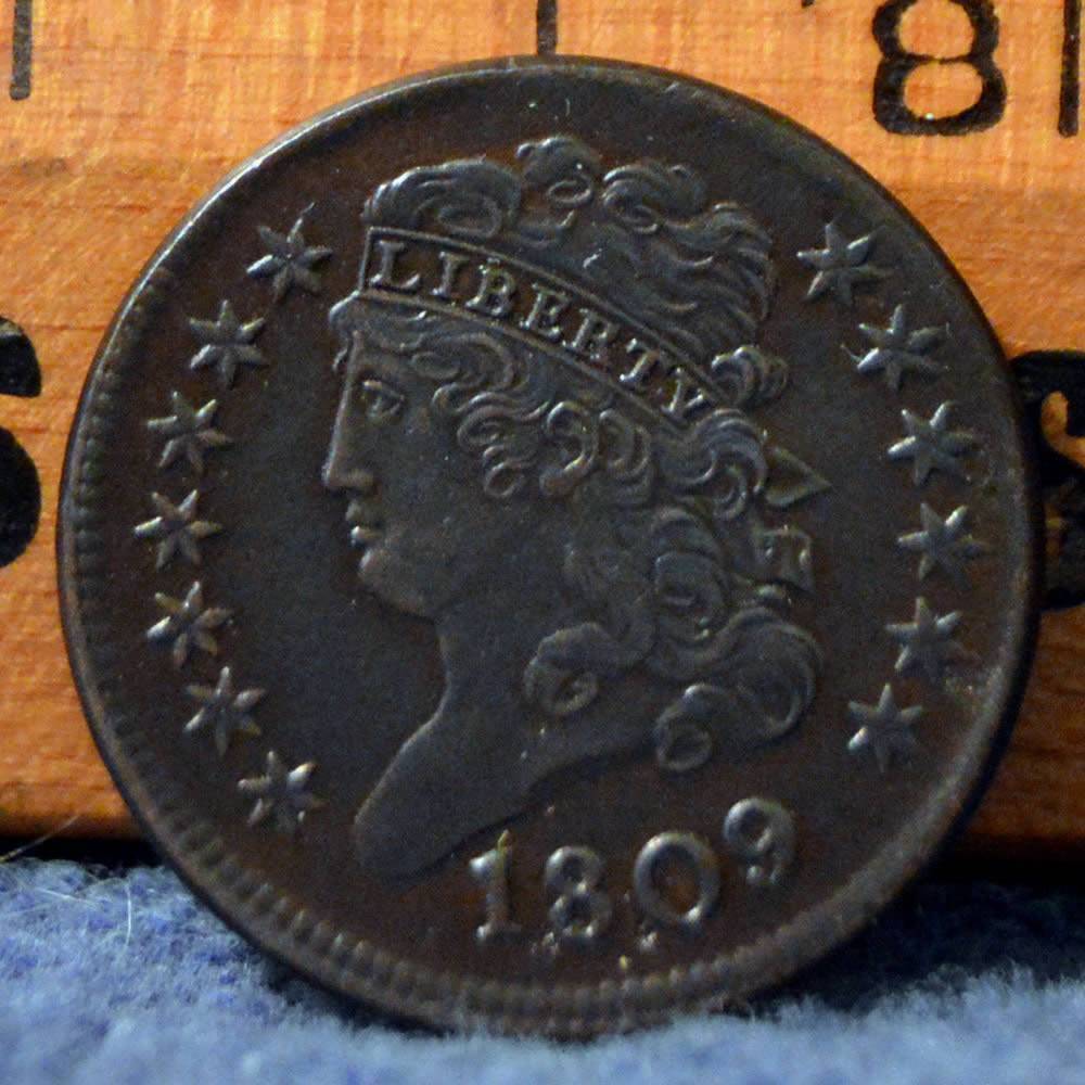 1809-Half-Cent-For-Grading.--Very-Attractive-Raw-Coin!!