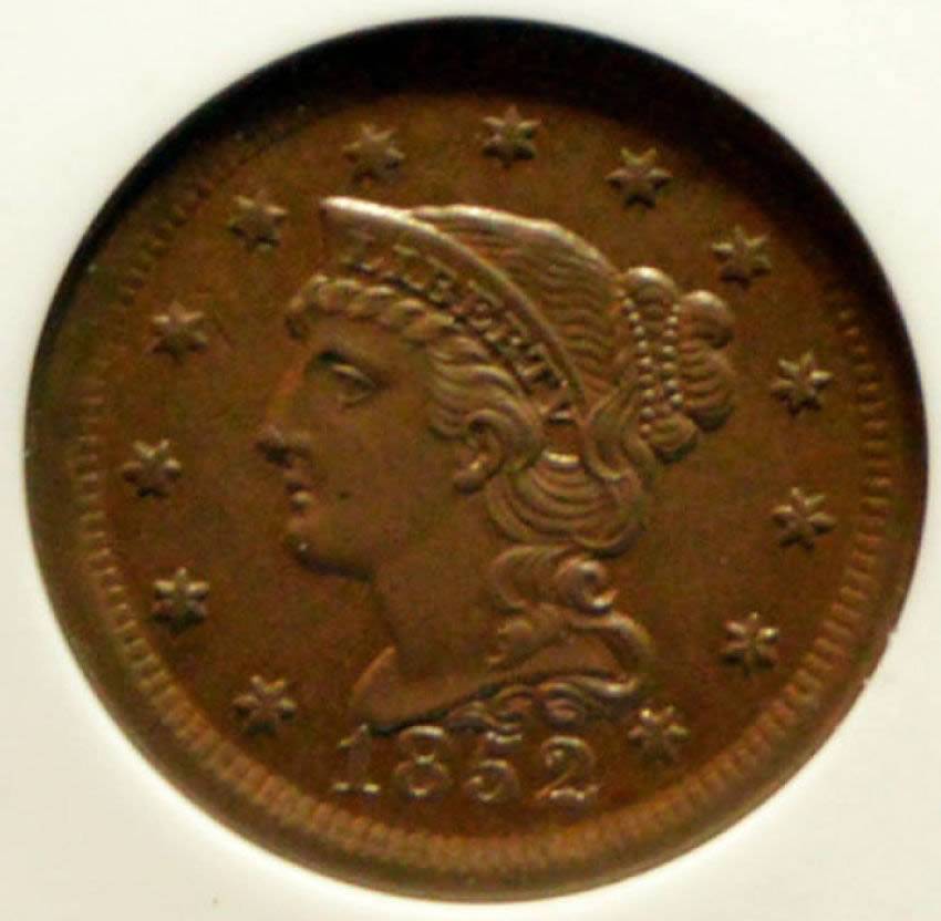 1852-Braided-Hair-Large-Cent-For-Grading-Vs.-NGC-Older-Slab
