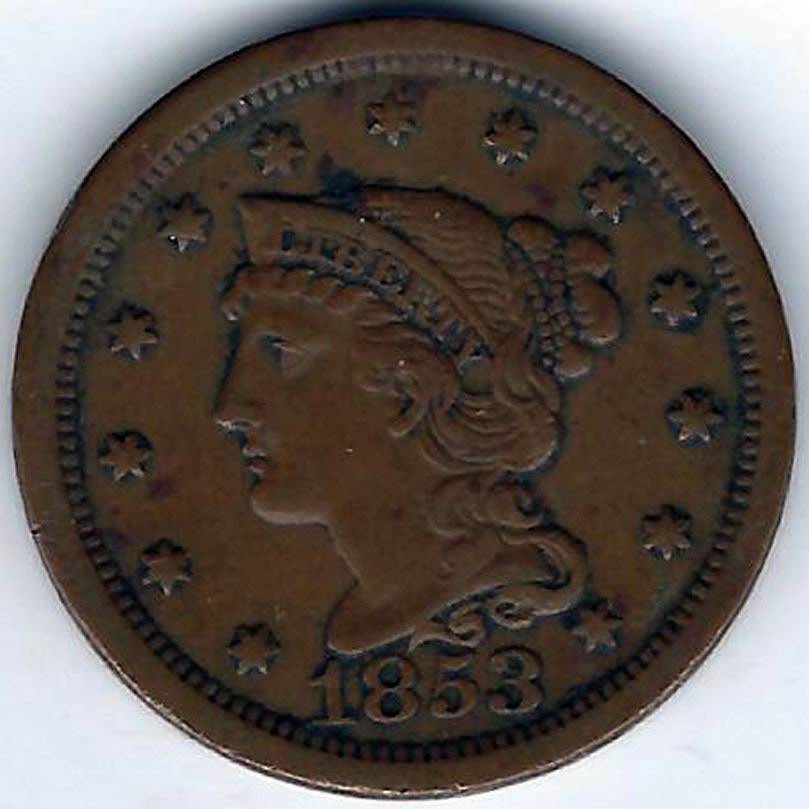 1853-Braided-Hair-Large-Cent-For-Grading.