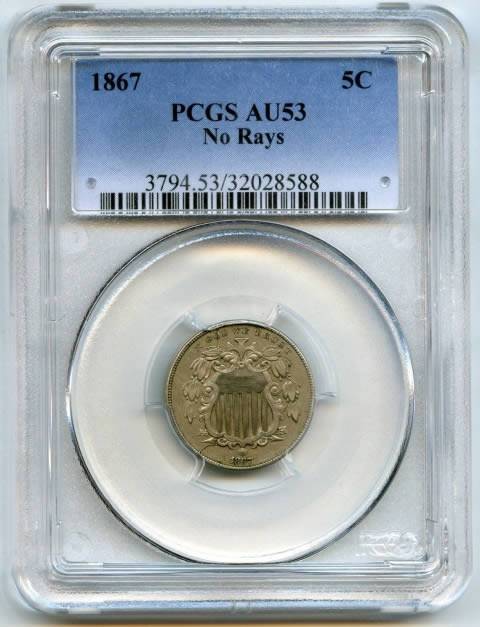 1866-Shield-Nickel-W/Rays-For-Grading-Vs.-PCGS