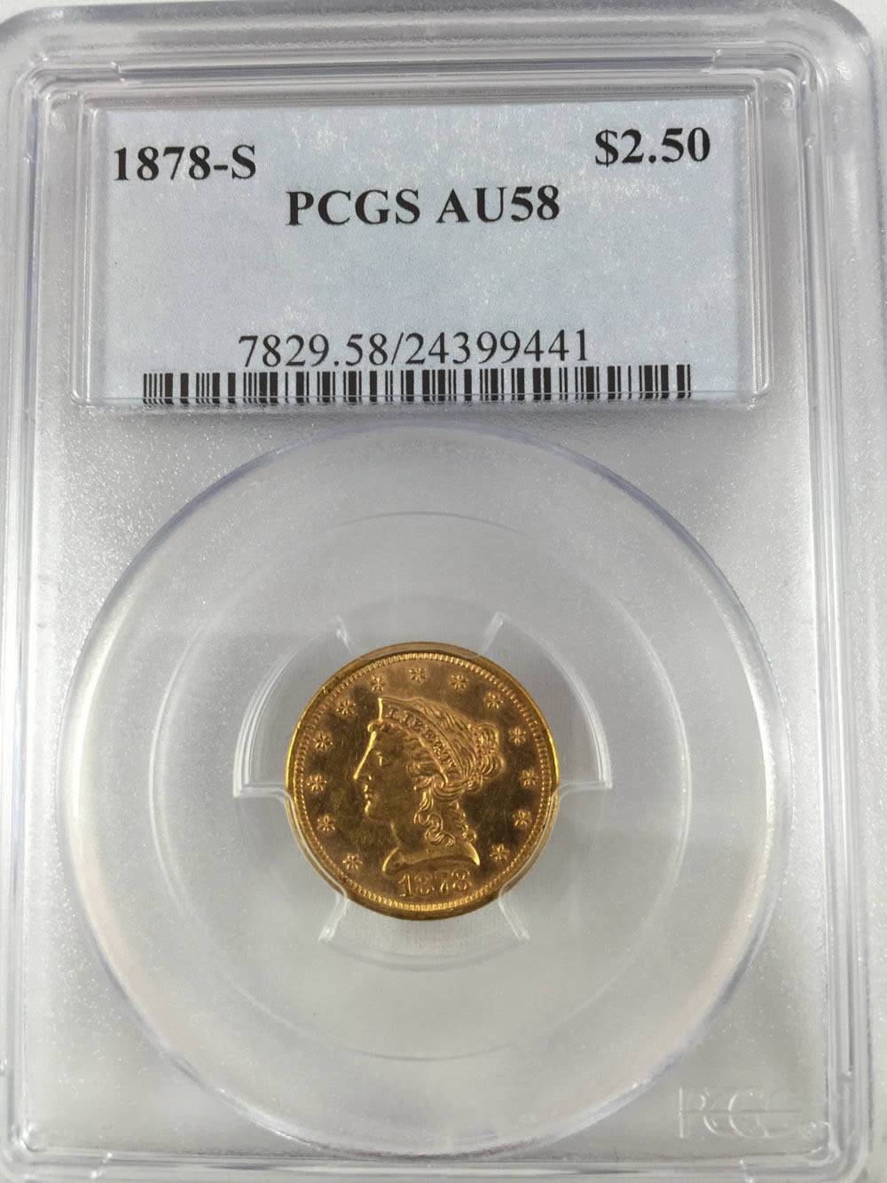 1878-S-Liberty-Head-Quarter-Eagle-Gold-$2.50-For-Grading-Vs.-PCGS