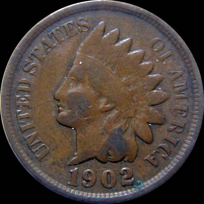 Neat-Old-1902-Indian-Head-Cent-W/Reverse-Die-Crack