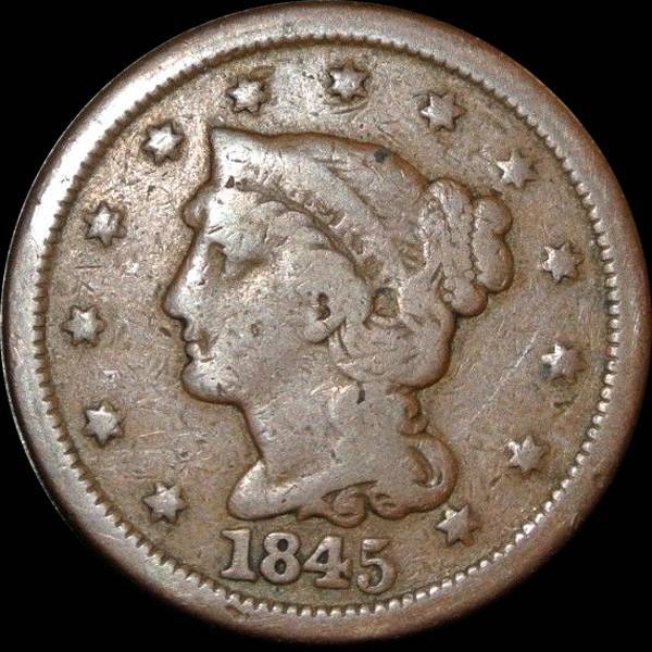 1845-Braided-Hair-Large-Cent-For-Grading