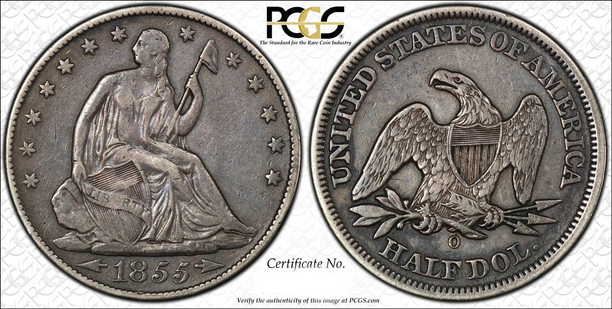 1855-O-Liberty-Seated-Half-Dollar-Vs.-PCGS