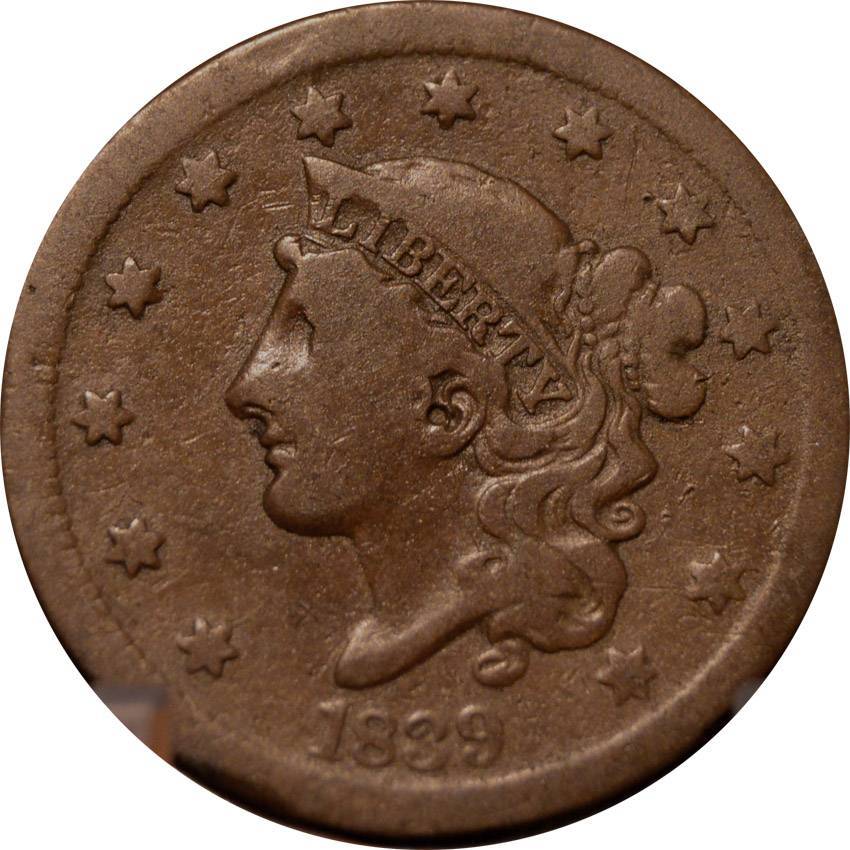 1839-Silly-Head-Large-Cent-For-Grading,-Before-And-After-Photos