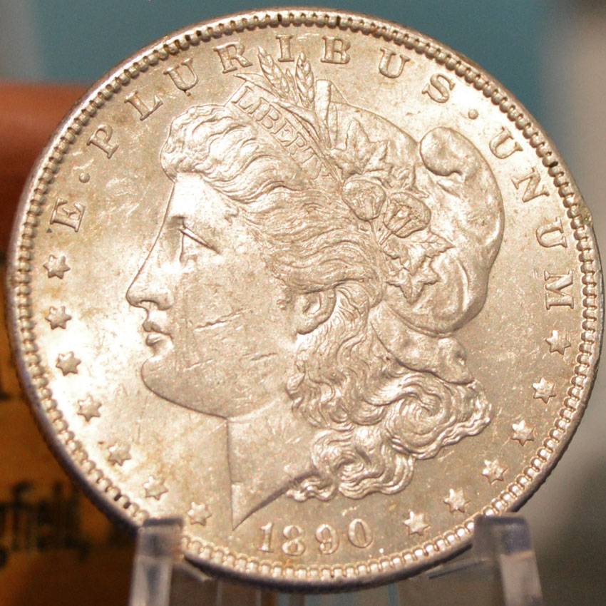 1890-Morgan-Dollar-For-Grading,-Old-Album-Coin-#2