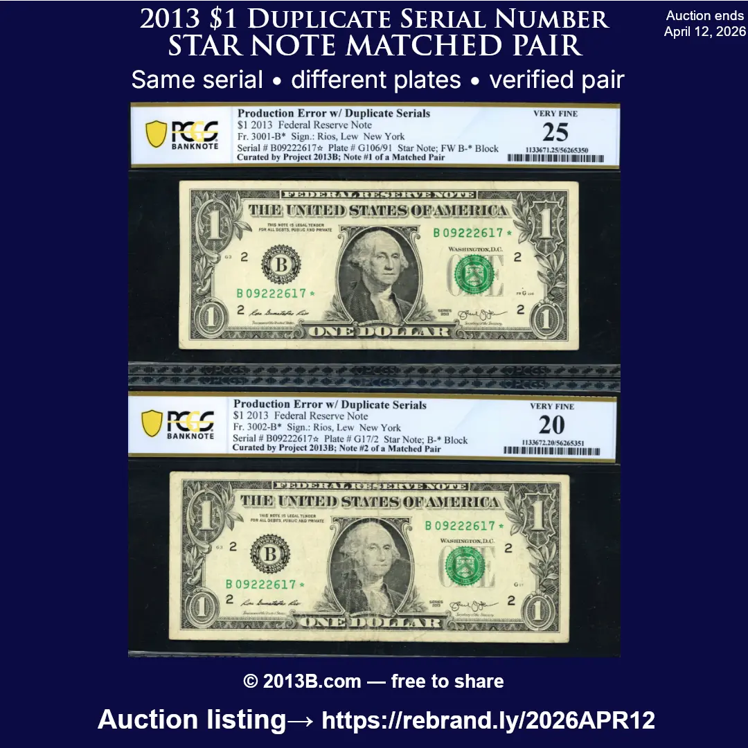 Auction--April-12--2026:-Rare-Duplicate-Serial-Number-Star-Note-Matched-Pair-Vf25,-VF20