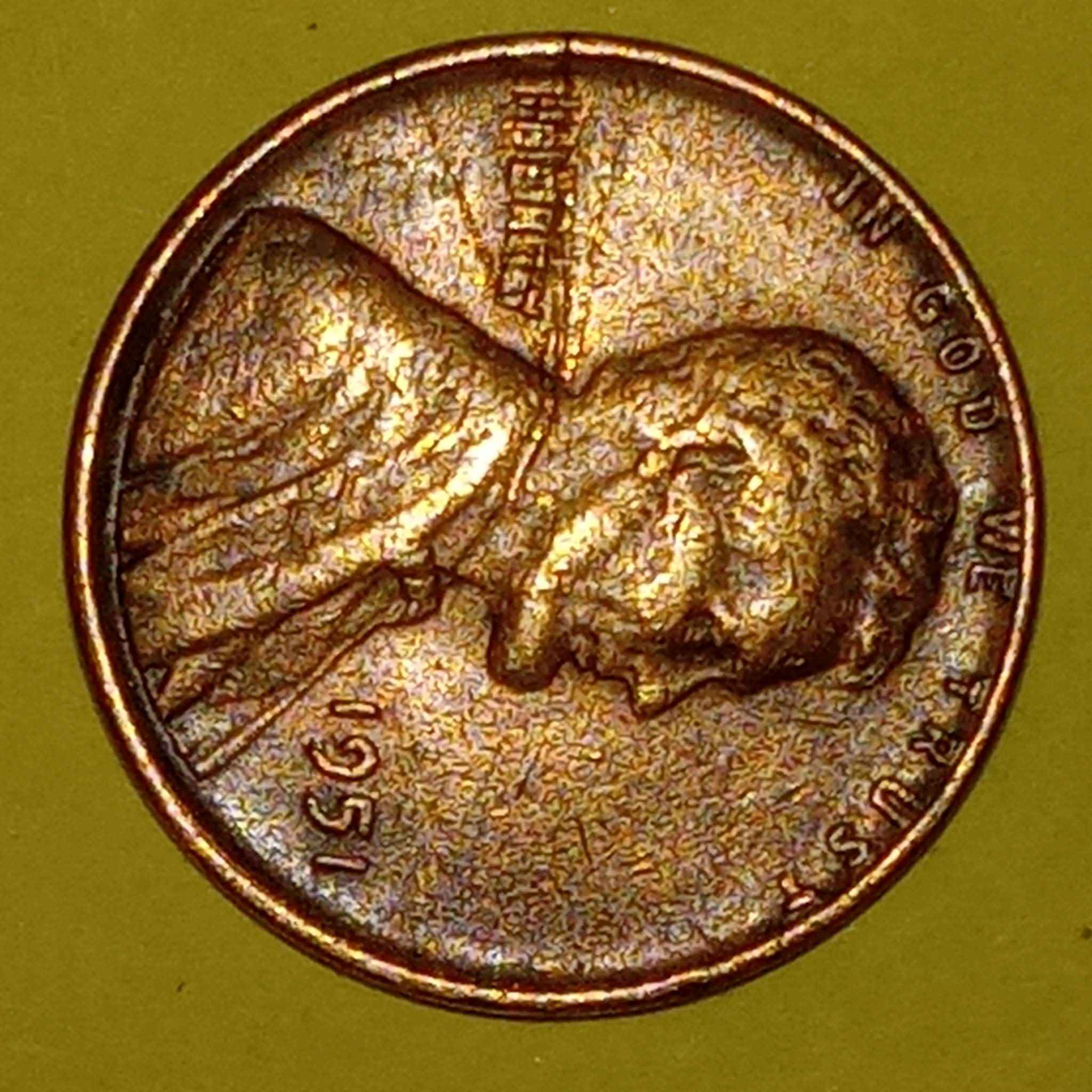 1951-D-Penny/Cent:-Is-This-Strike-Damage-Or-Most-Likely-PMD-From-Carving?*someone-Cleaned-Itthanks