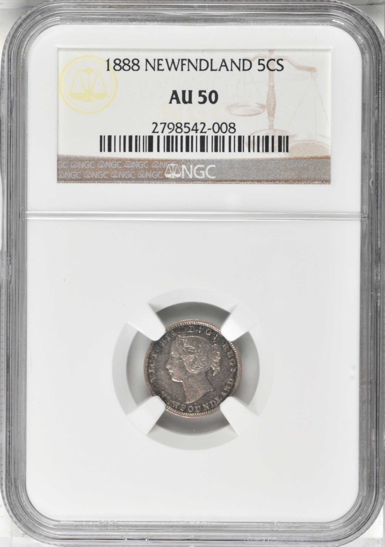Newfoundland-5-Cents-1888,-Obverse-Nf2