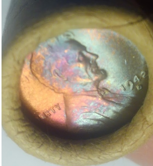 1942-D-Toned-OBW-Fed-Reserve-Lincoln-Wheat-Cent-Roll