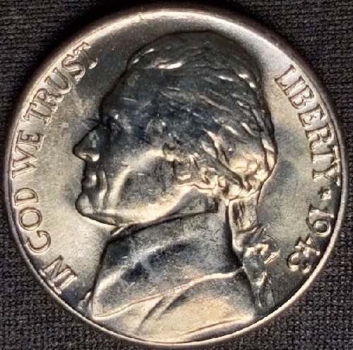 1943-D-5c-MS-Jefferson-Nickel-With-A-Long-9-MM-Strike-Thru-On-The-Rev.-