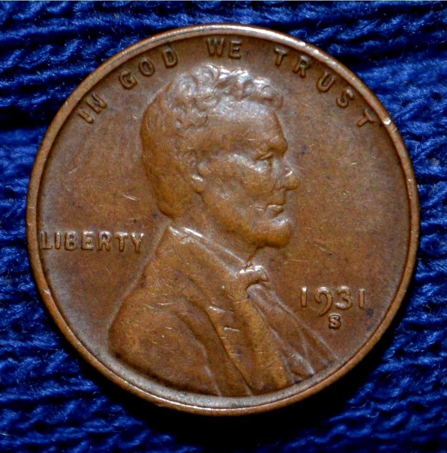 1931-S-Lincoln-Cent-With-Black-Spot-On-Reverse
