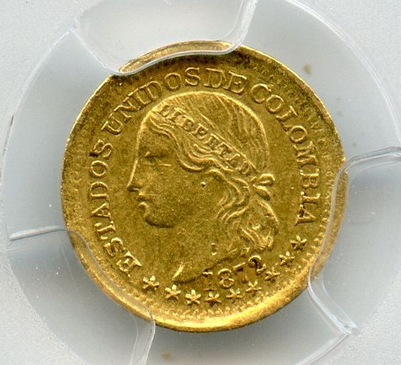 Colombia-1872-Gold-Peso-From-Bogota